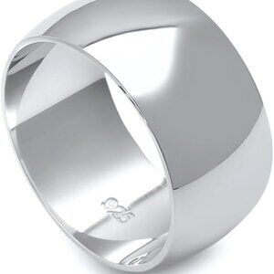 925 Sterling Silver Round Plain Bridal Band Ring 10MM Size 7
